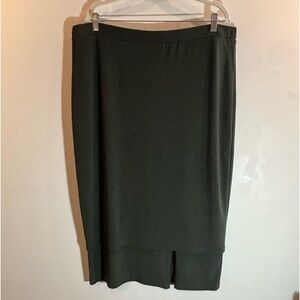 SYMPLI Sz  18 (estimated) Double Layer Slith with Zipper Olive Pencil Skirt